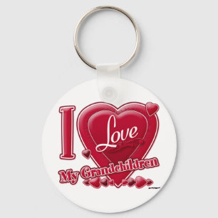 Porte-clés I Love My Grandchildren coeur rouge