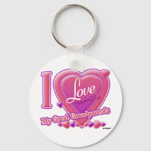 Porte-clés I Love My Great Grand-parents rose/violet - coeur