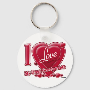 Porte-clés I Love My Great Grand-parents rouge - coeur