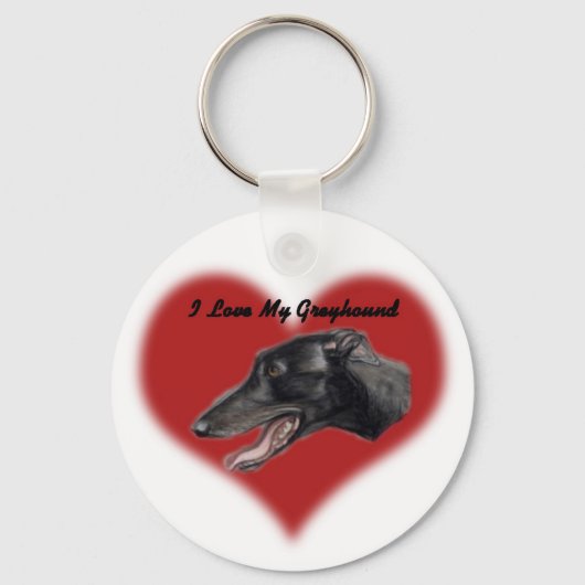 Porte-clés "I Love My Greyhound"Porte - clé d'art chien (Recto)