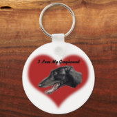 Porte-clés "I Love My Greyhound"Porte - clé d'art chien (Recto)