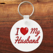 Porte-clés I Love My Husband texte rouge mignon (Recto)