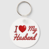 Porte-clés I Love My Husband texte rouge mignon (Verso)