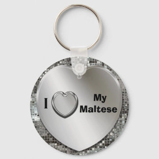 Porte-clés I Love My Maltese Heart Keychain