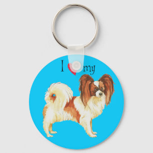 Porte-clés I Love my Papillon