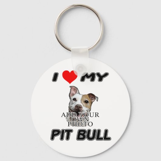 PORTE-CLÉS I LOVE MY PIT BULL - ADD YOUR OWN PHOTO - KEYCHAIN (Recto)