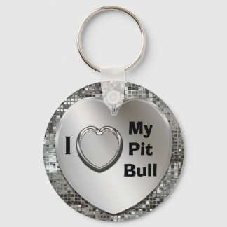 Porte-clés I Love My Pit Bull Heart Keychain