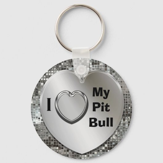 Porte-clés I Love My Pit Bull Heart Keychain (Recto)