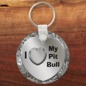 Porte-clés I Love My Pit Bull Heart Keychain (Recto)