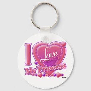 Porte-clés I Love My Princess rose/violet - coeur