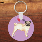 Porte-clés I Love my Pug (Recto)