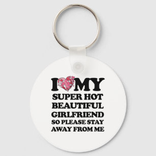 Porte-clés I Love My Super Hot Girlfriend Heart Love Valentin
