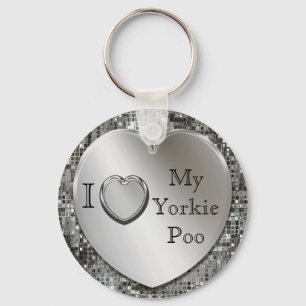 Porte-clés I Love My Yorkie Poo Heart Keychain