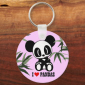 Porte-clés I Love Pandas - Rose (Recto)