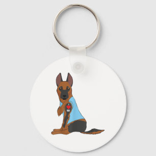 Porte-clés I Love Papa - Chien Coeur Tattoo Belge Malinois El