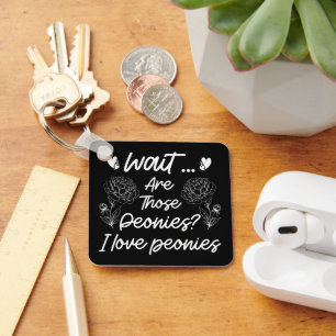 Porte-clés I Love Peonies mignonne Humour de la fleur de pivo