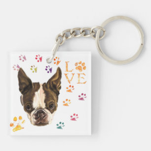 Porte-clés I Love Pets - Joli Chiot - Traces colorées Dessin