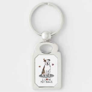 Porte-clés I Love Pit Bulls (lt brindle white 3) Coeurs migno