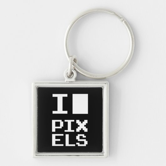 Porte-clés I Love Pixels, design geek, art des pixels (Devant)