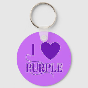 Porte-clés I Love Purple with Purple Heart