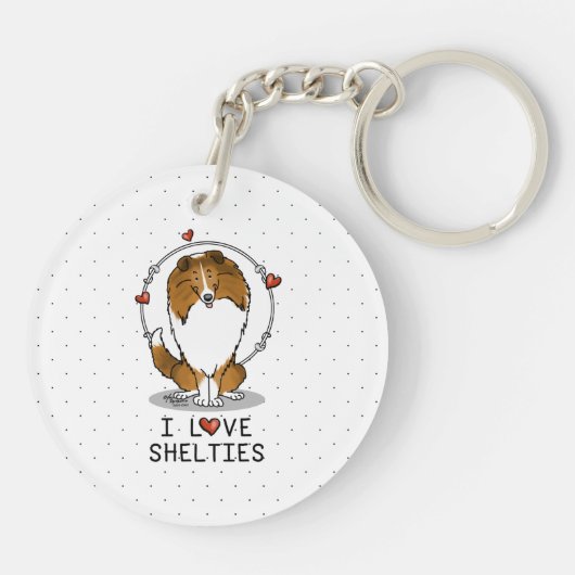 Porte-clés I Love Shelts (sable 2) Shetland Sheepdogs mignonn (Dos)
