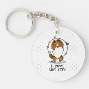 Porte-clés I Love Shelts (sable 2) Shetland Sheepdogs mignonn