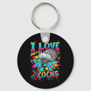 Porte-clés I Love Shuttles S Birdie Badminton Joueur coloré