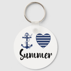 Porte-clés I Love Summer, Anchor And Heart