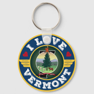 Porte-clés I Love Vermont State Flag and Map