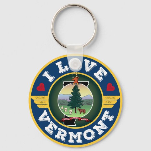 Porte-clés I Love Vermont State Flag and Map (Recto)