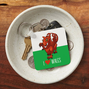 Porte-clés I Love Wales Drapeau Little Welsh Red Dragon Carto