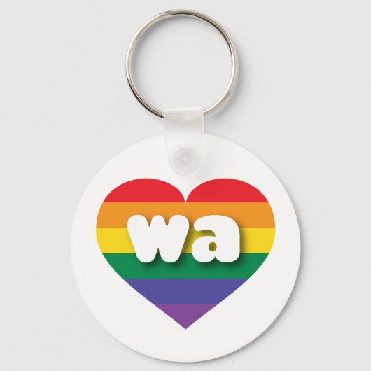 Porte-clés I Love Washington State Rainbow Heart (Recto)
