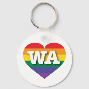 Porte-clés I Love Washington State Rainbow Heart