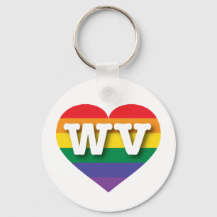 Porte-clés I Love West Virginia Rainbow Heart