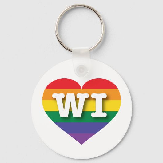 Porte-clés I Love Wisconsin Rainbow Heart (Recto)