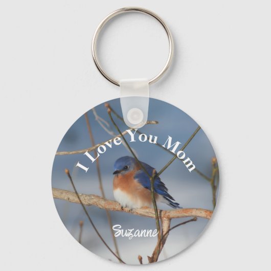 Porte-clés I Love You Mom Bluebird Personalized (Recto)