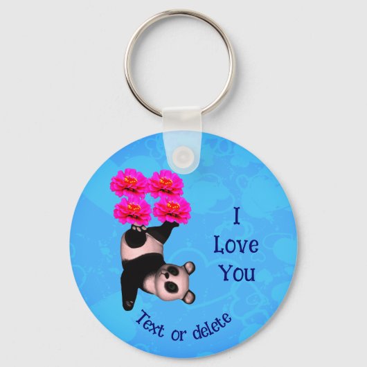 Porte-clés I Love You Panda Oear Flower Personnalisé (Verso)