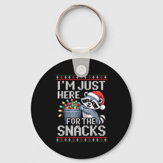 Porte-clés I’m Just Here For The Snacks Raccoon Christmas Ugl (Recto)