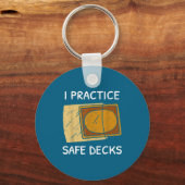 Porte-clés I Practice Safe Decks Trading Card Game Pun Humor  (Recto)