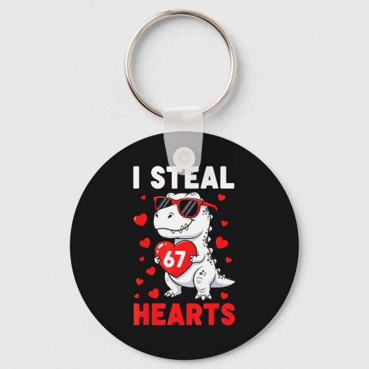 Porte-clés I Steal 67 Hearts Funny 67 Valentine Dinosaur Men  (Recto)