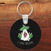 Porte-clés I Still Believe Santa Claus Alien Spaceship Funny (Recto)