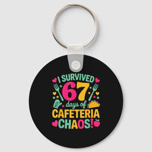 Porte-clés I Survived 67 Days Of Cafeteria Chaos Cute Food Lu (Recto)