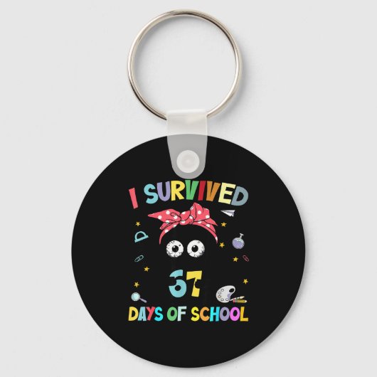 Porte-clés I Survived 67 Days Of School Funny Black Cat Six S (Recto)