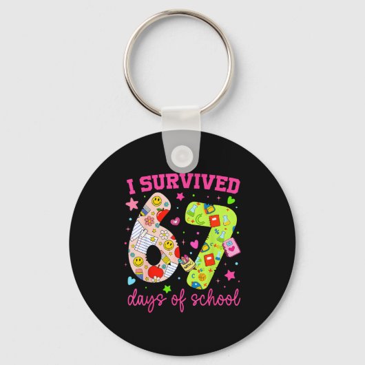 Porte-clés I Survived 67 Days Of School Funny Camouflage Boy (Recto)