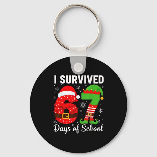 Porte-clés I Survived 67 Days Of School Funny Elf Christmas S (Recto)