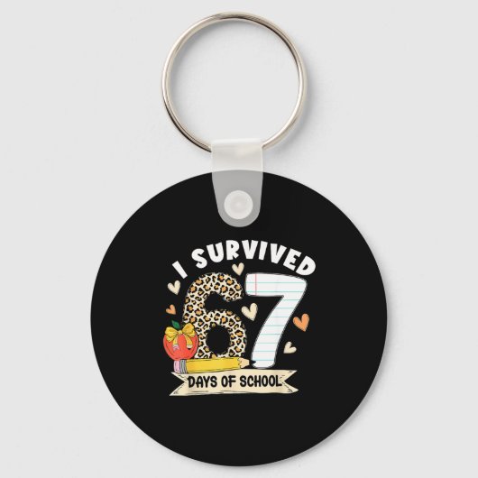 Porte-clés I Survived 67 Days Of School Funny Leopard Student (Recto)