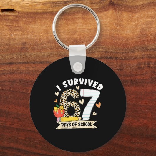 Porte-clés I Survived 67 Days Of School Funny Leopard Student (Recto)
