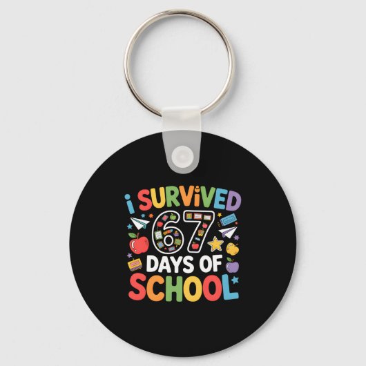 Porte-clés I Survived 67 Days Of School Funny Six Seven Meme (Recto)