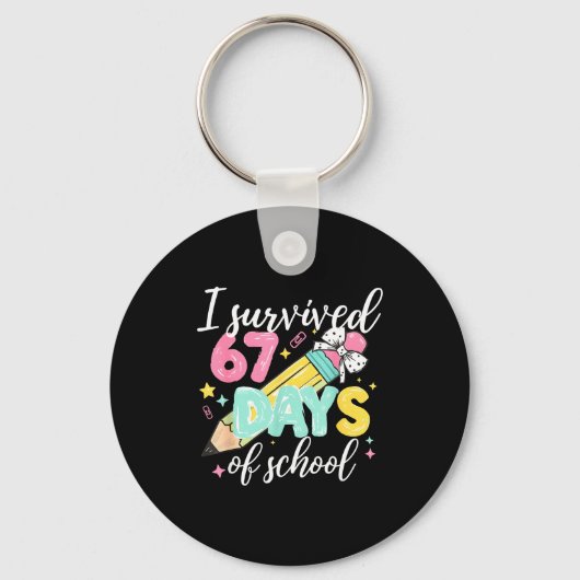 Porte-clés I Survived 67 Days Of School Funny Six Seven Meme (Recto)