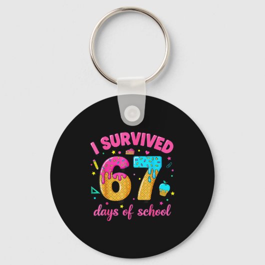 Porte-clés I Survived 67 Days Of School Ice Cream Drip Six Se (Recto)